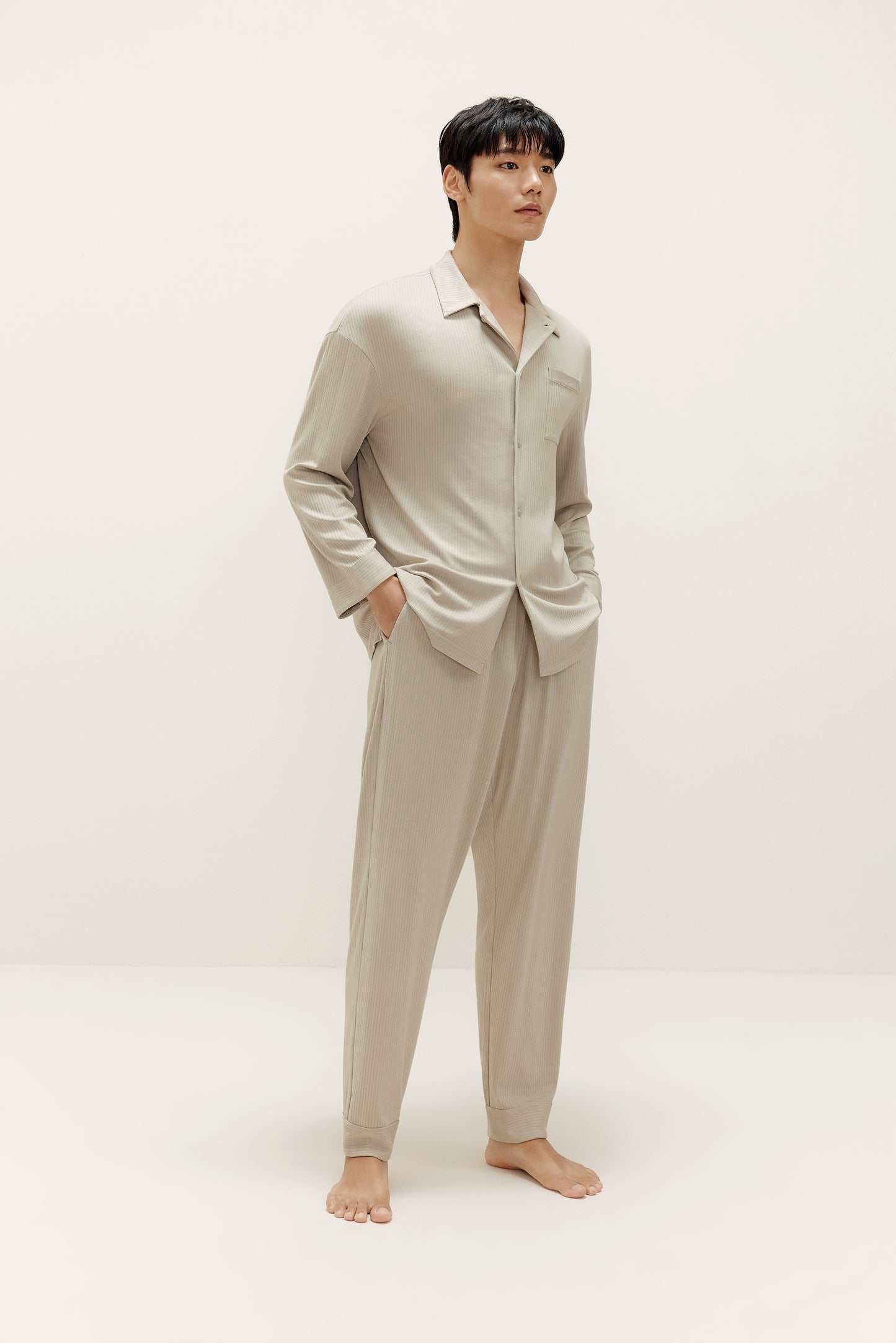Silk Modal Long Sleeve Pajama Shirt