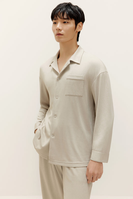 Silk Modal Long Sleeve Pajama Shirt