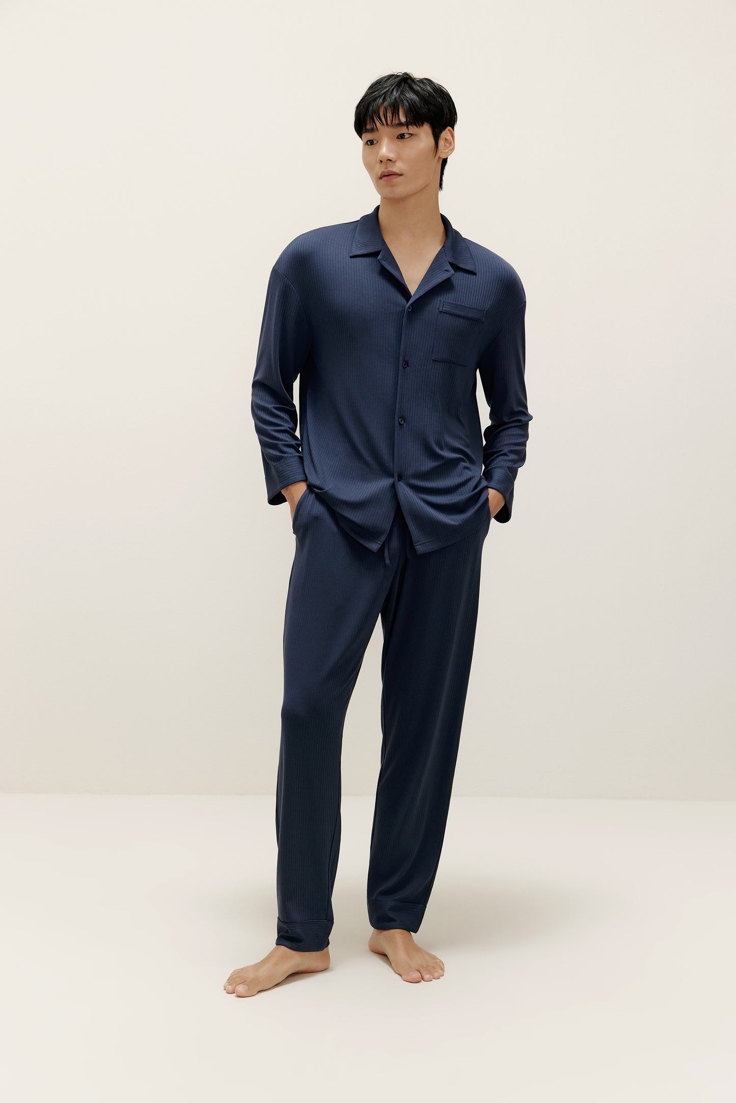 Silk Modal Long Sleeve Pajama Shirt